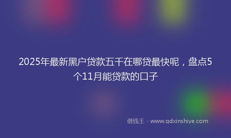 2025年最新黑户贷款五千在哪贷最快呢，盘点5个11月能贷款的口子