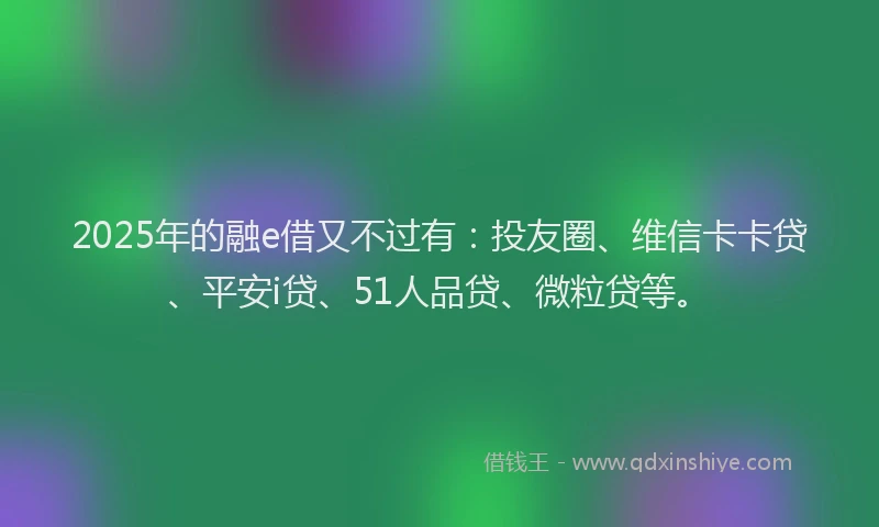 2025年的融e借又不过有：投友圈、维信卡卡贷、平安i贷、51人品贷、微粒贷等。