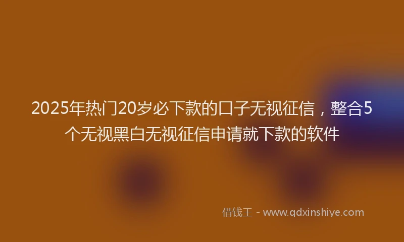 2025年热门20岁必下款的口子无视征信，整合5个无视黑白无视征信申请就下款的软件