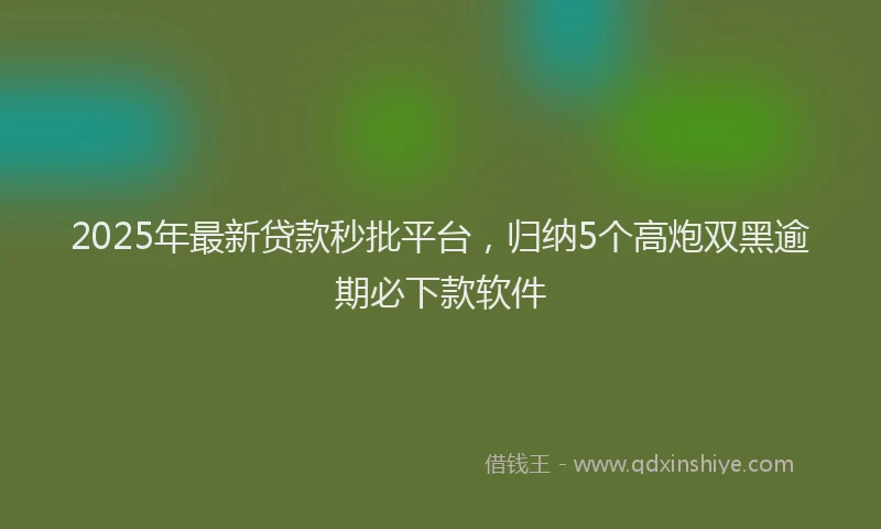 2025年最新贷款秒批平台，归纳5个高炮双黑逾期必下款软件