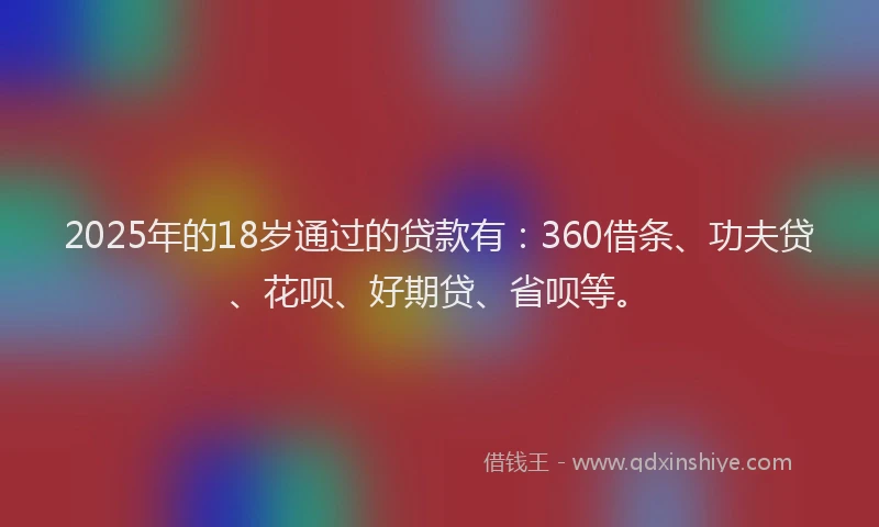 2025年的18岁通过的贷款有：360借条、功夫贷、花呗、好期贷、省呗等。