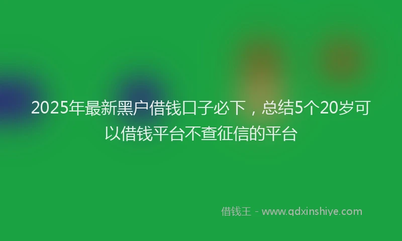 2025年最新黑户借钱口子必下，总结5个20岁可以借钱平台不查征信的平台