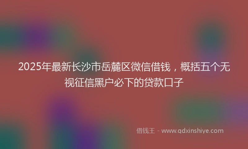 2025年最新长沙市岳麓区微信借钱，概括五个无视征信黑户必下的贷款口子