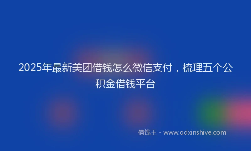 2025年最新美团借钱怎么微信支付，梳理五个公积金借钱平台