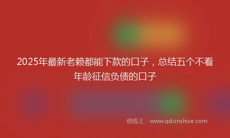2025年最新老赖都能下款的口子，总结五个不看年龄征信负债的口子