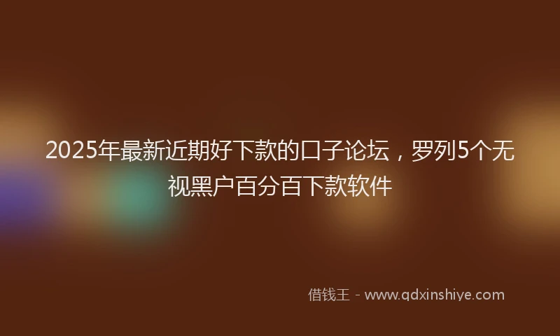 2025年最新近期好下款的口子论坛，罗列5个无视黑户百分百下款软件