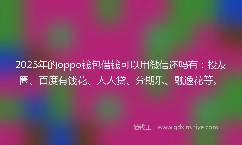 2025年的oppo钱包借钱可以用微信还吗有：投友圈、百度有钱花、人人贷、分期乐、融逸花等。