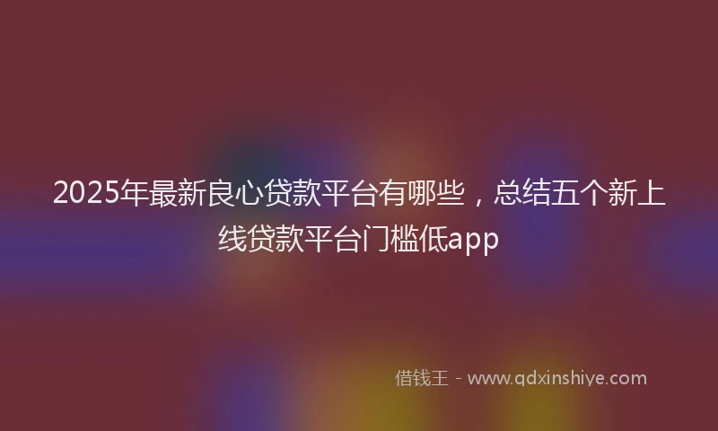 2025年最新良心贷款平台有哪些，总结五个新上线贷款平台门槛低app