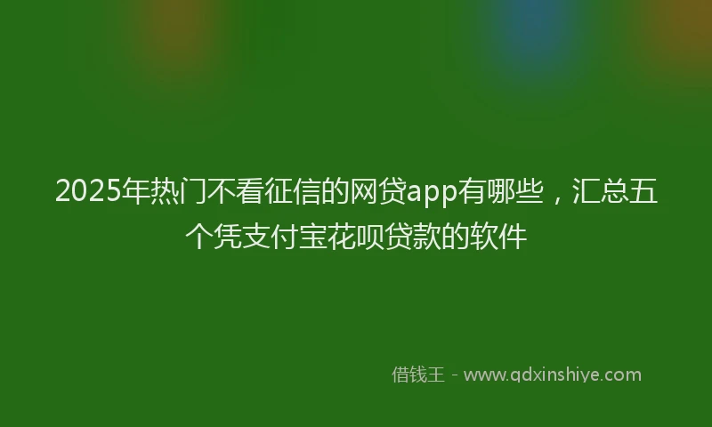 2025年热门不看征信的网贷app有哪些，汇总五个凭支付宝花呗贷款的软件