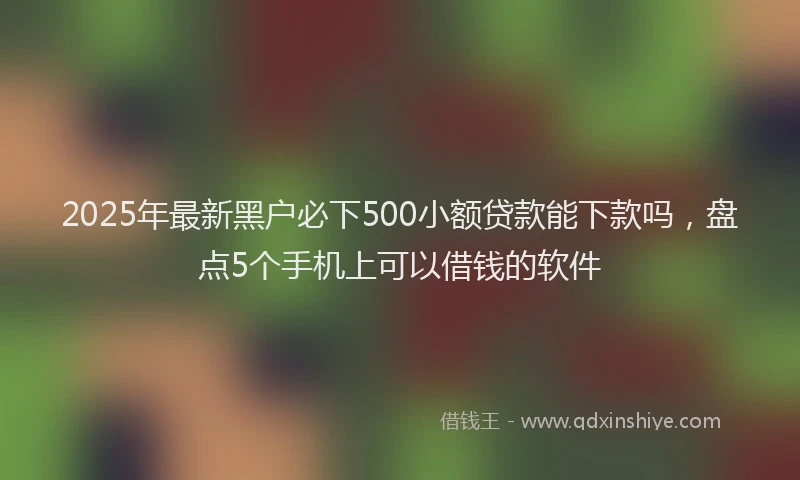 2025年最新黑户必下500小额贷款能下款吗，盘点5个手机上可以借钱的软件