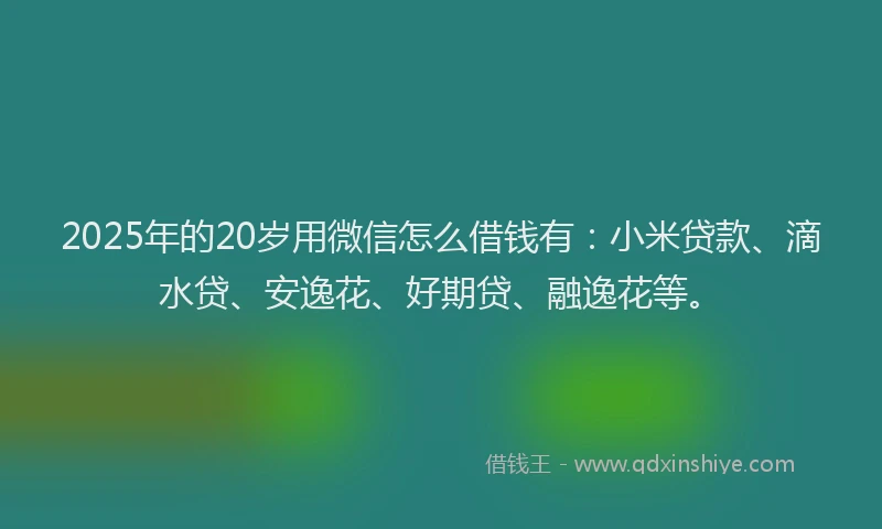 2025年的20岁用微信怎么借钱有：小米贷款、滴水贷、安逸花、好期贷、融逸花等。