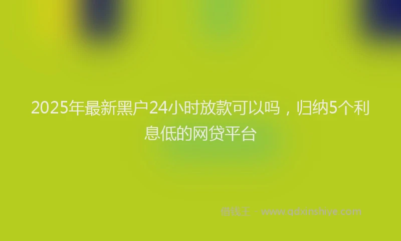 2025年最新黑户24小时放款可以吗，归纳5个利息低的网贷平台