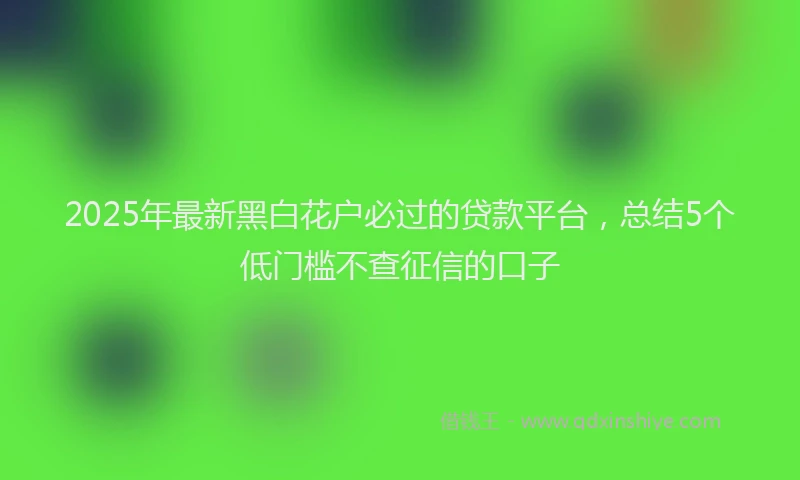 2025年最新黑白花户必过的贷款平台，总结5个低门槛不查征信的口子