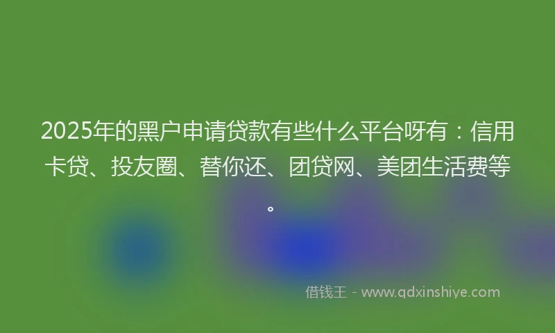 2025年的黑户申请贷款有些什么平台呀有：信用卡贷、投友圈、替你还、团贷网、美团生活费等。