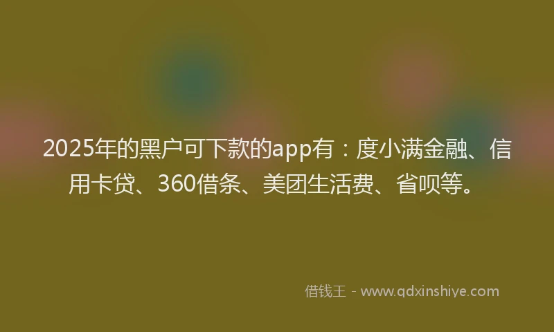 2025年的黑户可下款的app有：度小满金融、信用卡贷、360借条、美团生活费、省呗等。