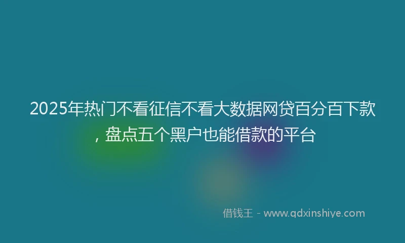 2025年热门不看征信不看大数据网贷百分百下款，盘点五个黑户也能借款的平台