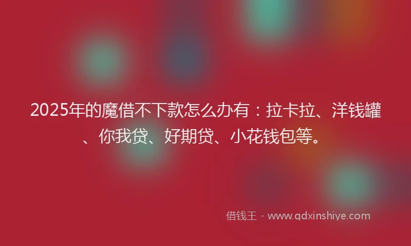 2025年的魔借不下款怎么办有：拉卡拉、洋钱罐、你我贷、好期贷、小花钱包等。
