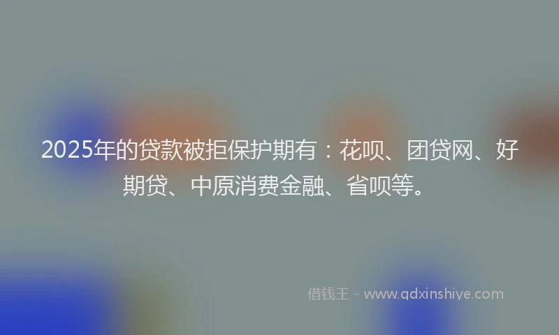 2025年的贷款被拒保护期有：花呗、团贷网、好期贷、中原消费金融、省呗等。