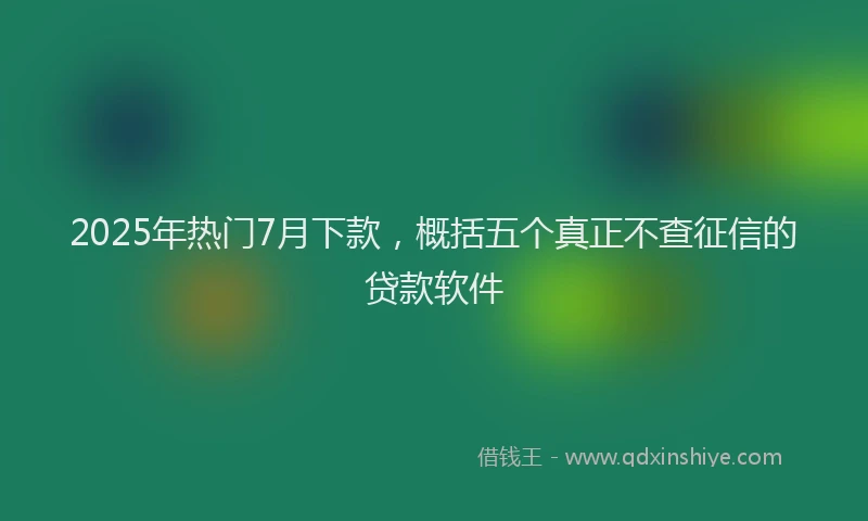 2025年热门7月下款，概括五个真正不查征信的贷款软件