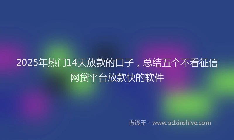 2025年热门14天放款的口子，总结五个不看征信网贷平台放款快的软件