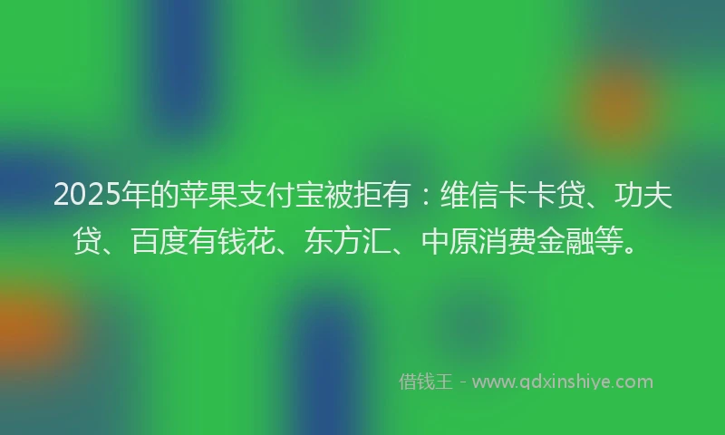 2025年的苹果支付宝被拒有：维信卡卡贷、功夫贷、百度有钱花、东方汇、中原消费金融等。