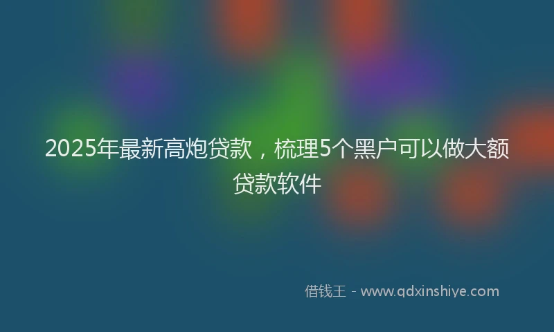 2025年最新高炮贷款，梳理5个黑户可以做大额贷款软件