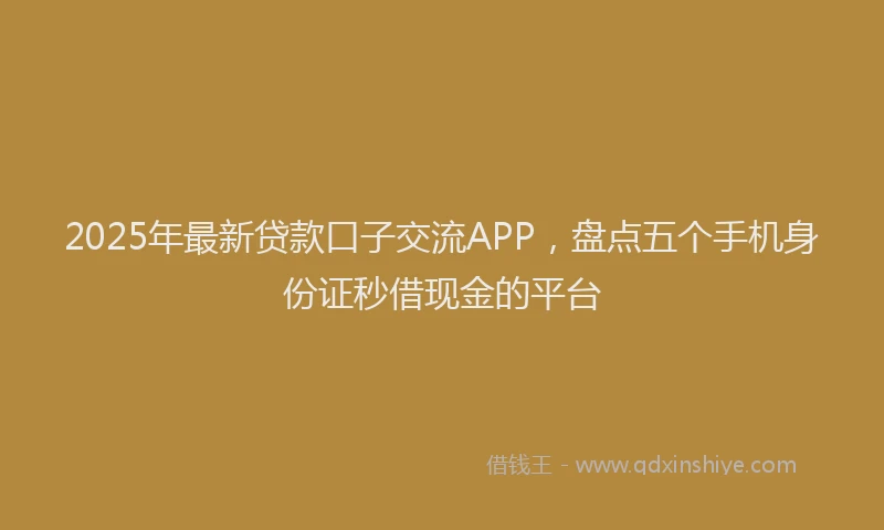 2025年最新贷款口子交流APP，盘点五个手机身份证秒借现金的平台