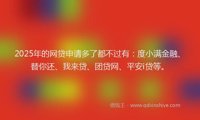 2025年的网贷申请多了都不过有：度小满金融、替你还、我来贷、团贷网、平安i贷等。