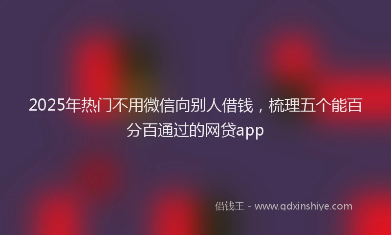 2025年热门不用微信向别人借钱，梳理五个能百分百通过的网贷app