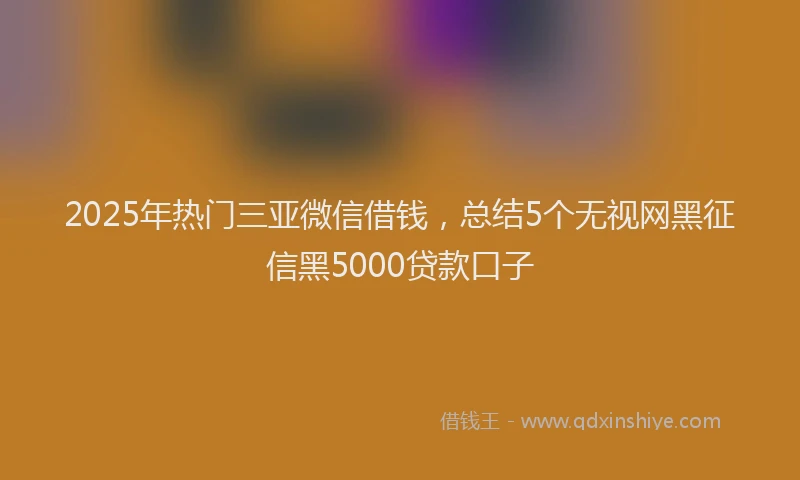 2025年热门三亚微信借钱，总结5个无视网黑征信黑5000贷款口子