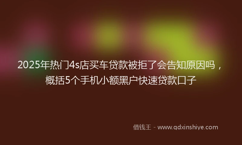 2025年热门4s店买车贷款被拒了会告知原因吗，概括5个手机小额黑户快速贷款口子