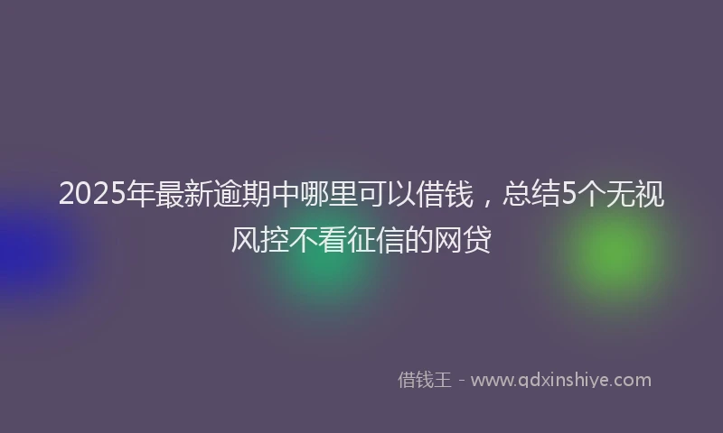 2025年最新逾期中哪里可以借钱，总结5个无视风控不看征信的网贷
