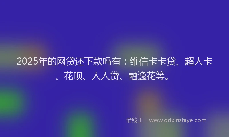 2025年的网贷还下款吗有：维信卡卡贷、超人卡、花呗、人人贷、融逸花等。