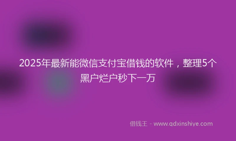 2025年最新能微信支付宝借钱的软件，整理5个黑户烂户秒下一万