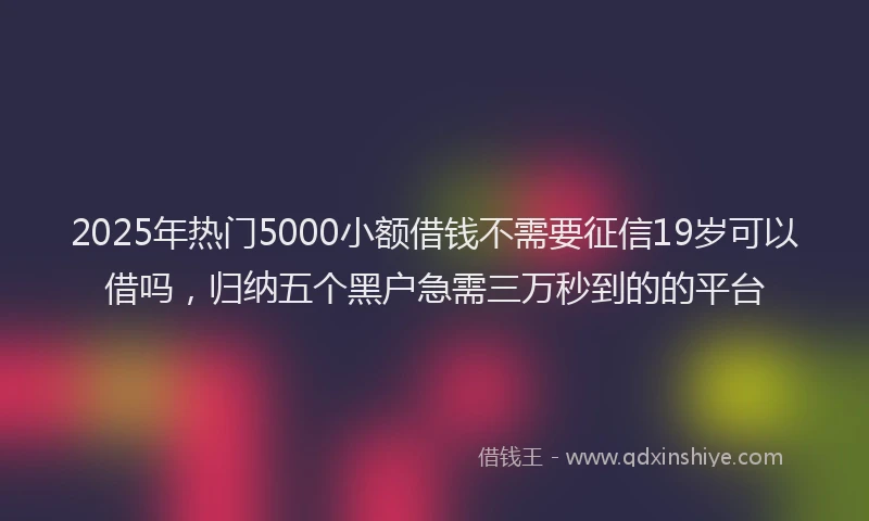 2025年热门5000小额借钱不需要征信19岁可以借吗，归纳五个黑户急需三万秒到的的平台