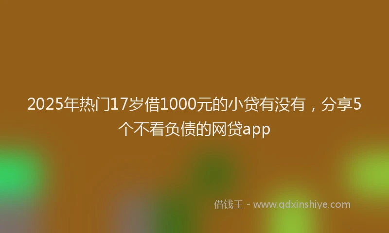 2025年热门17岁借1000元的小贷有没有，分享5个不看负债的网贷app