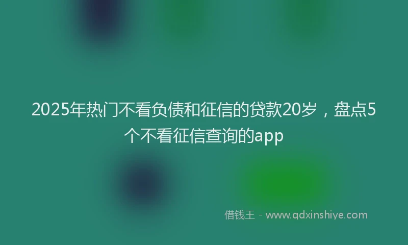2025年热门不看负债和征信的贷款20岁，盘点5个不看征信查询的app