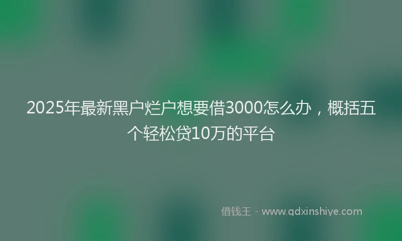 2025年最新黑户烂户想要借3000怎么办，概括五个轻松贷10万的平台
