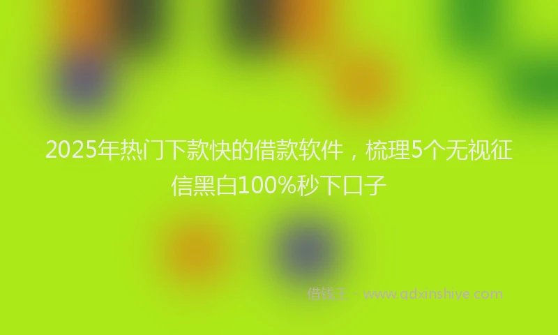 2025年热门下款快的借款软件，梳理5个无视征信黑白100%秒下口子