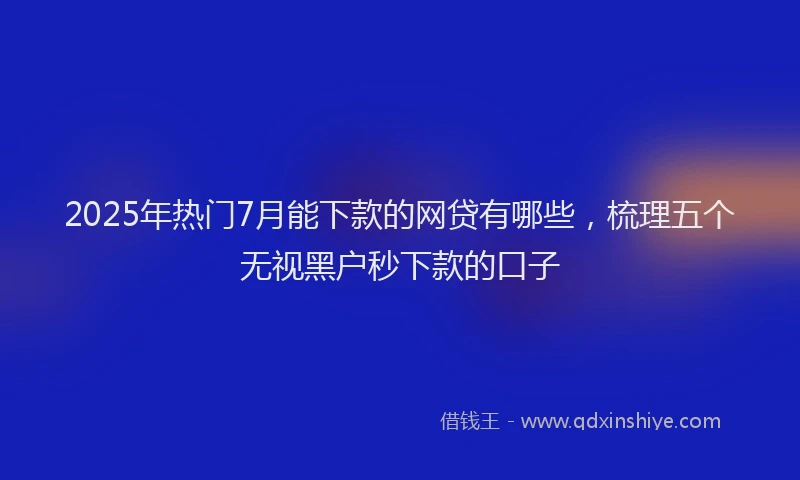 2025年热门7月能下款的网贷有哪些，梳理五个无视黑户秒下款的口子
