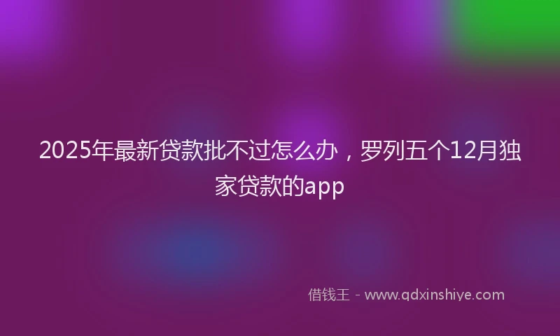 2025年最新贷款批不过怎么办，罗列五个12月独家贷款的app