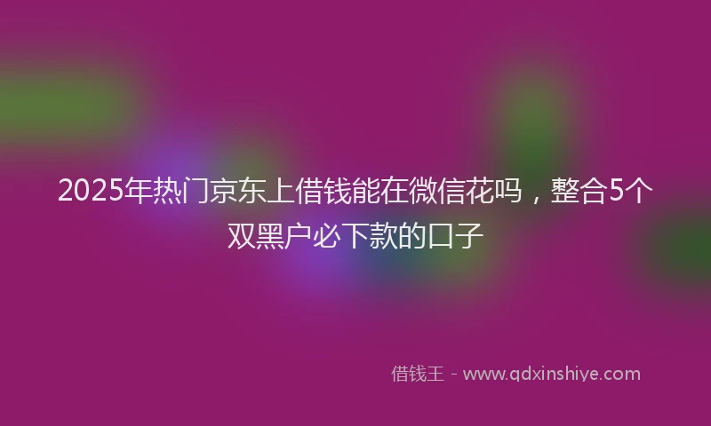 2025年热门京东上借钱能在微信花吗，整合5个双黑户必下款的口子