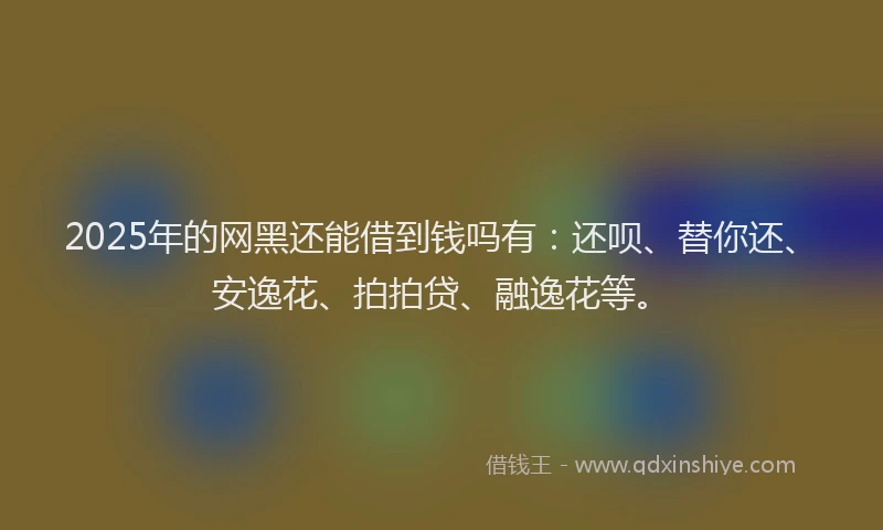 2025年的网黑还能借到钱吗有：还呗、替你还、安逸花、拍拍贷、融逸花等。