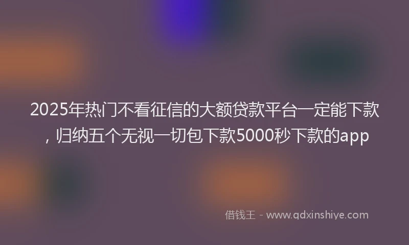 2025年热门不看征信的大额贷款平台一定能下款，归纳五个无视一切包下款5000秒下款的app