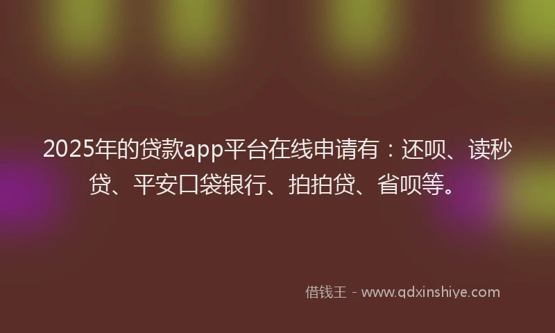 2025年的贷款app平台在线申请有：还呗、读秒贷、平安口袋银行、拍拍贷、省呗等。