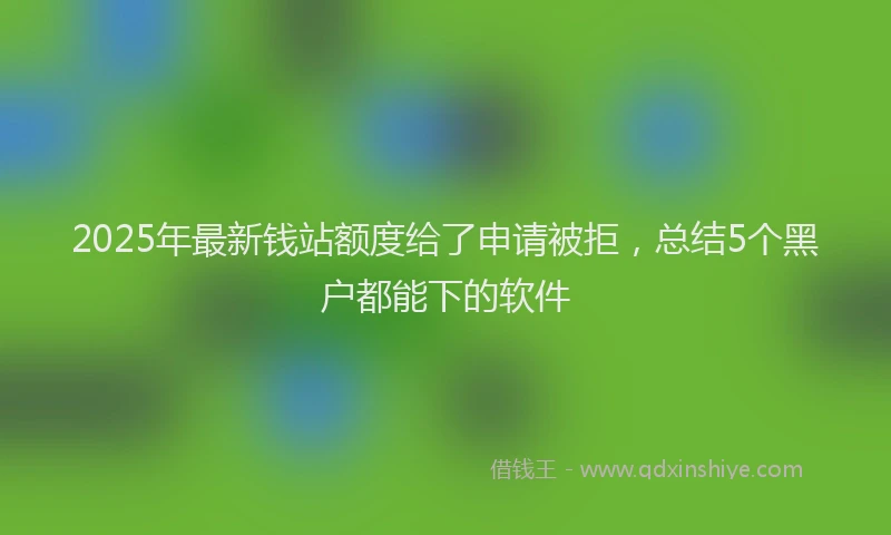 2025年最新钱站额度给了申请被拒，总结5个黑户都能下的软件
