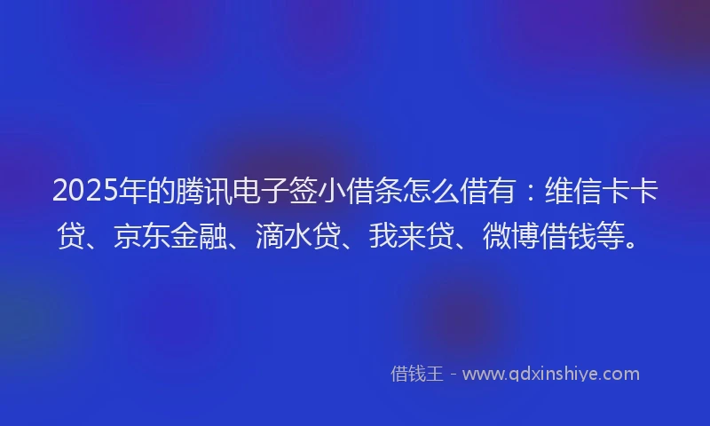 2025年的腾讯电子签小借条怎么借有：维信卡卡贷、京东金融、滴水贷、我来贷、微博借钱等。