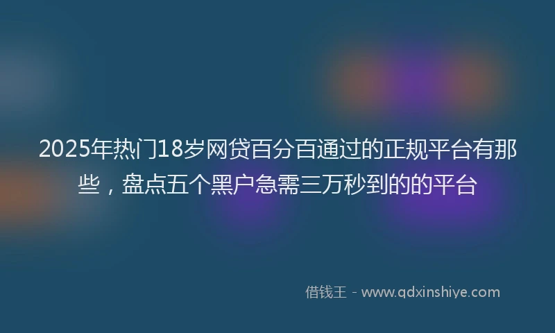 2025年热门18岁网贷百分百通过的正规平台有那些，盘点五个黑户急需三万秒到的的平台