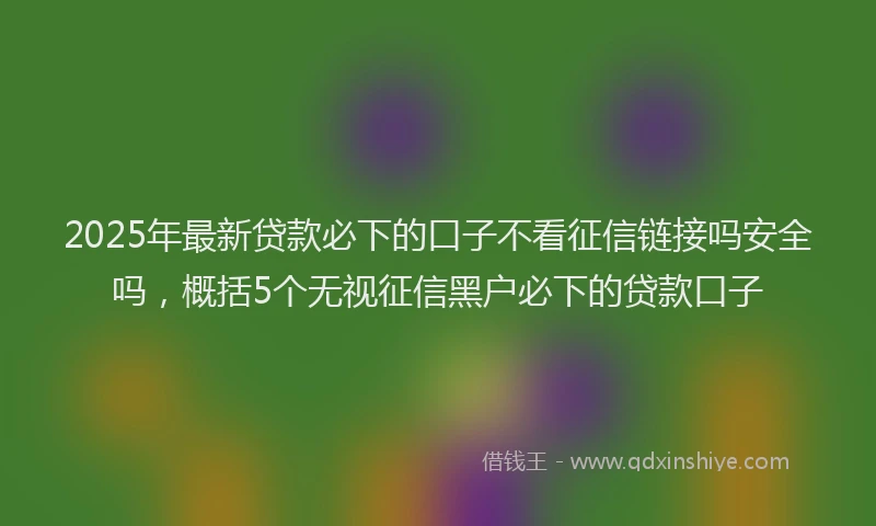 2025年最新贷款必下的口子不看征信链接吗安全吗，概括5个无视征信黑户必下的贷款口子