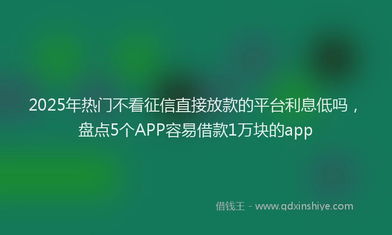 2025年热门不看征信直接放款的平台利息低吗，盘点5个APP容易借款1万块的app